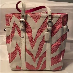 Coach - hot pink zebra lunch tote